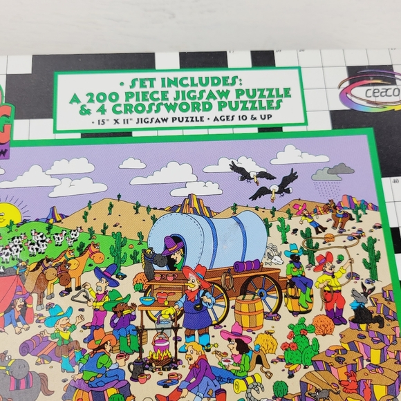 Wordamajig Jigsaw Puzzle, 200 pcs + 4 Crosswords Wild West NEW Sealed - Picture 3 of 10